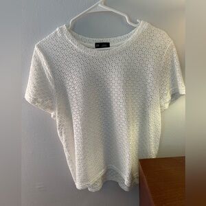 Gap Crochet or eyelet tshirt, size medium, white.